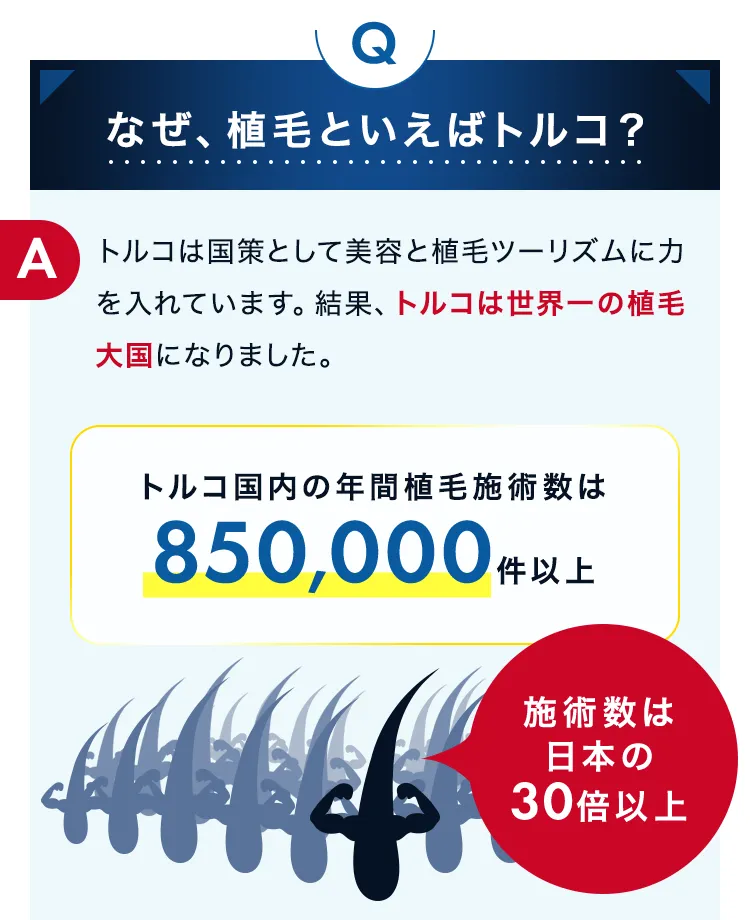 トルコは国策として美容と植毛ツーリズムに力を入れています。トルコは世界一の植毛大国になりました。